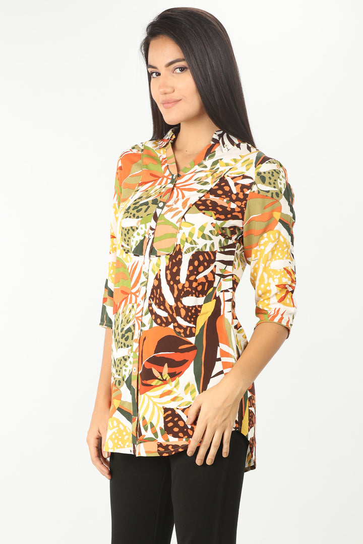 Orange Printed Shirt