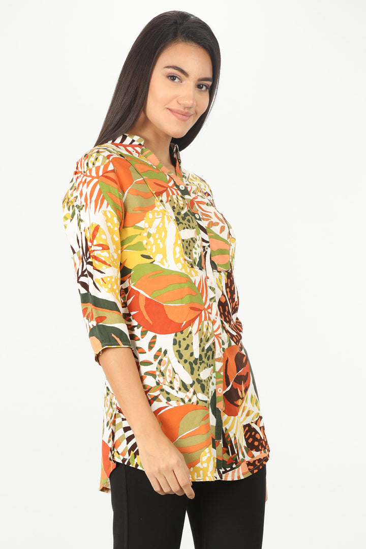 Orange Printed Shirt