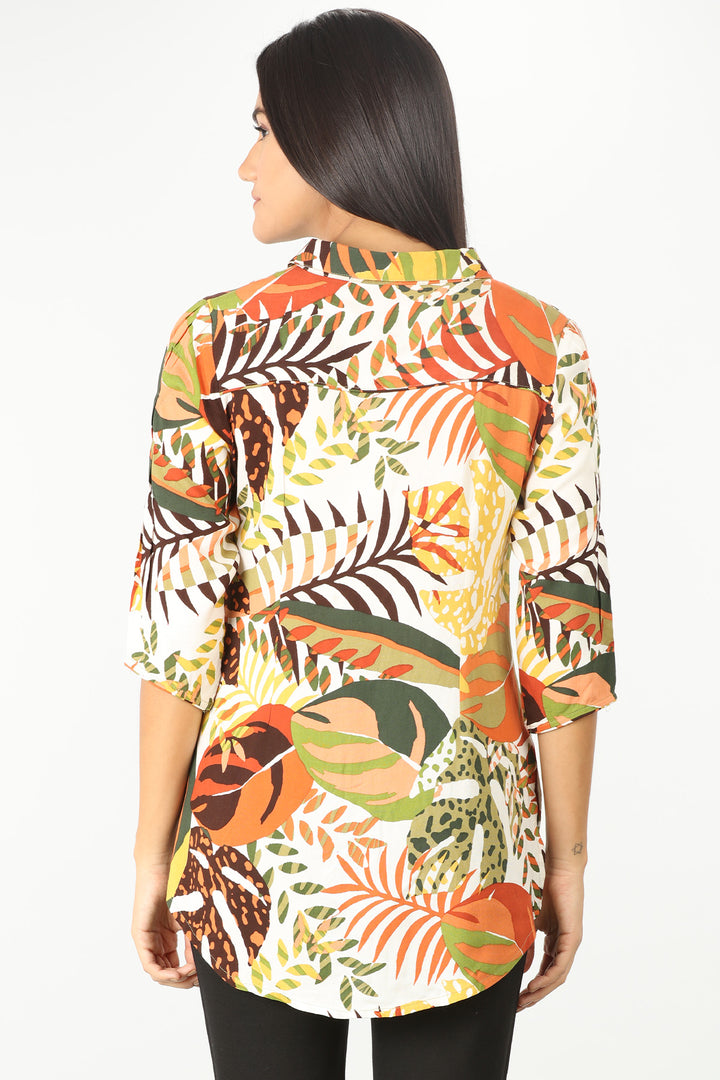 Orange Printed Shirt