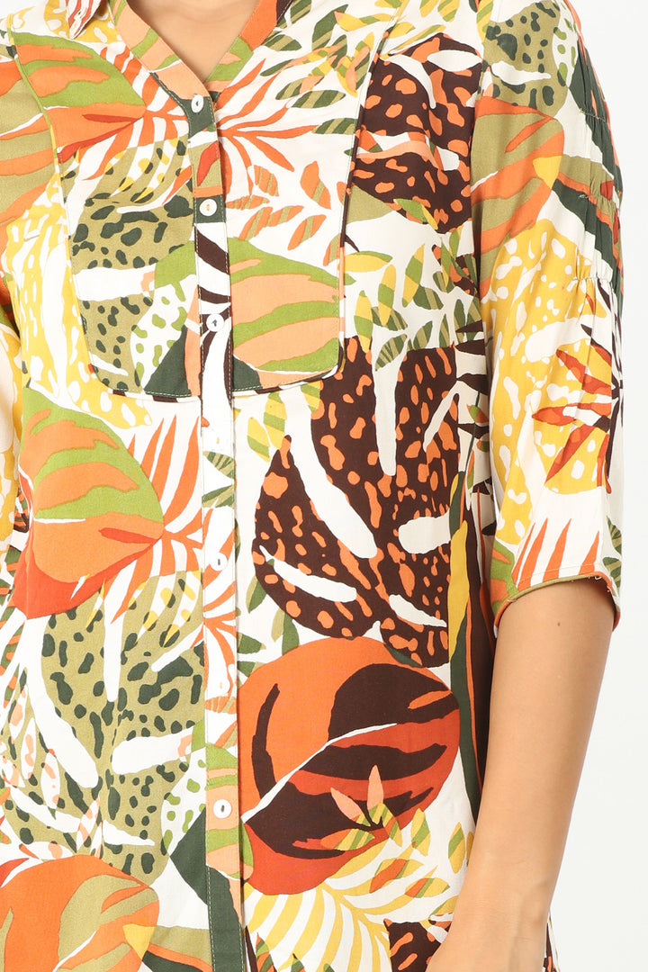 Orange Printed Shirt