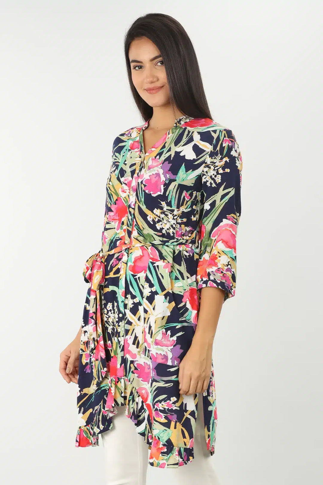 Blue rayon printed Tunic