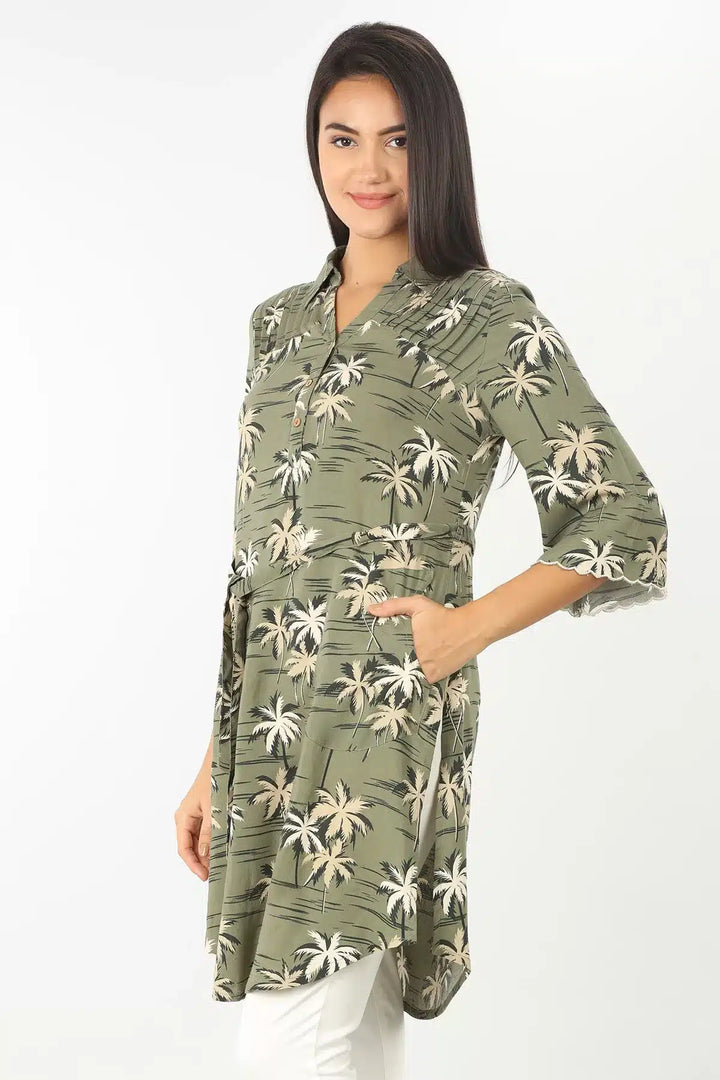 Sage Green rayon printed Tunic