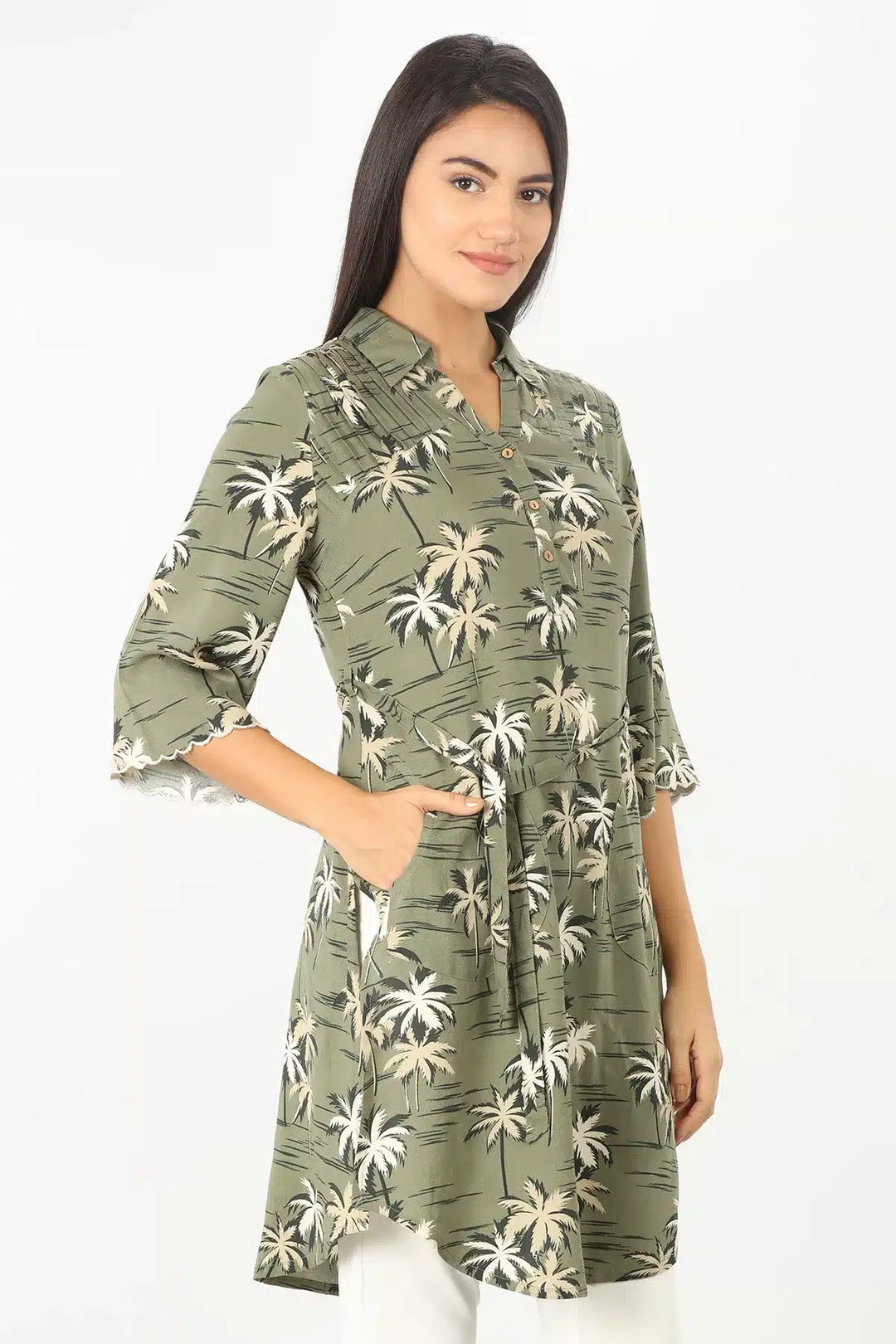 Sage Green rayon printed Tunic