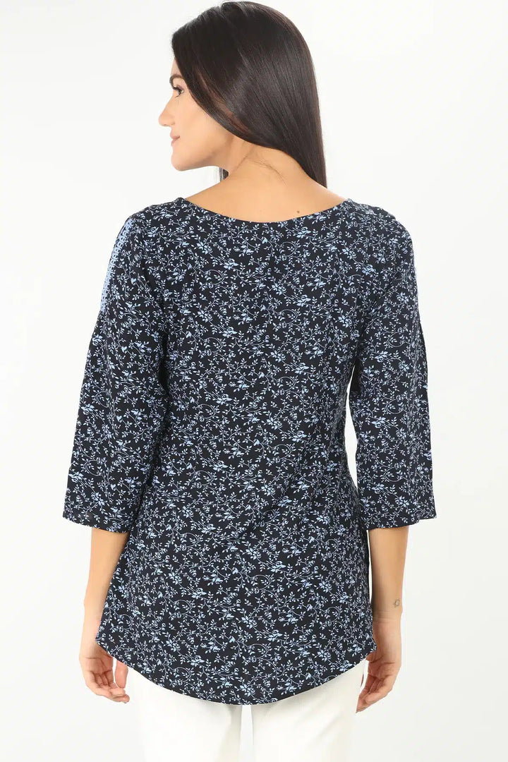 Blue rayon round neck Top