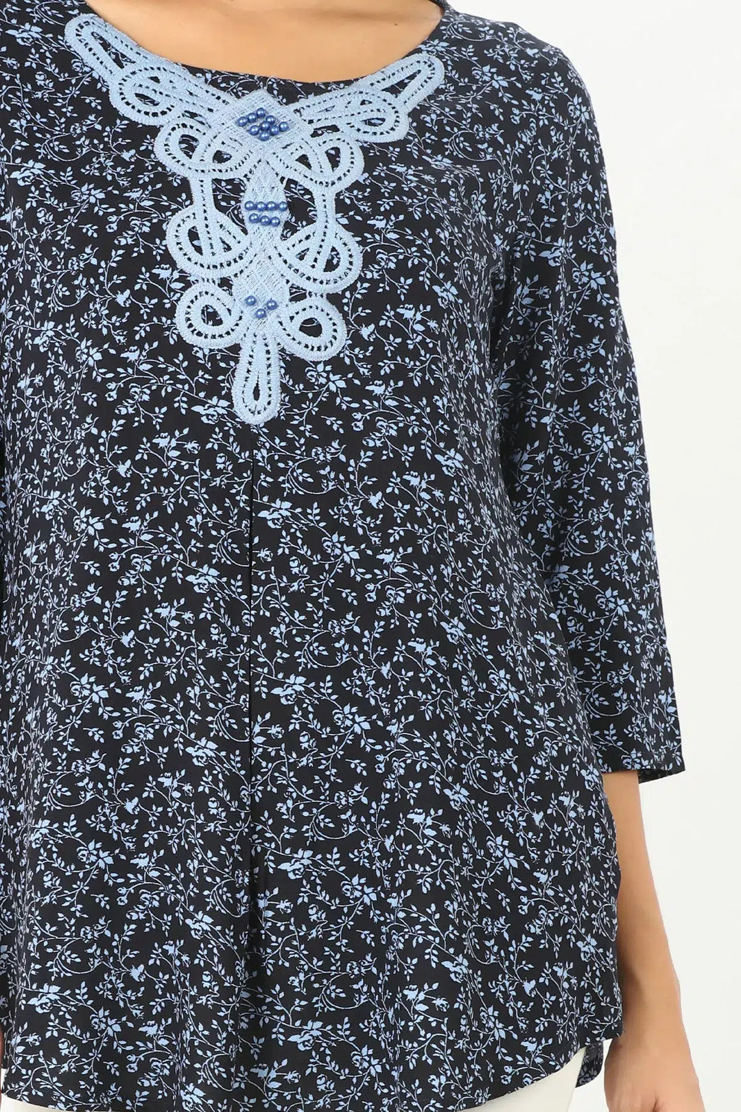 Blue rayon round neck Top