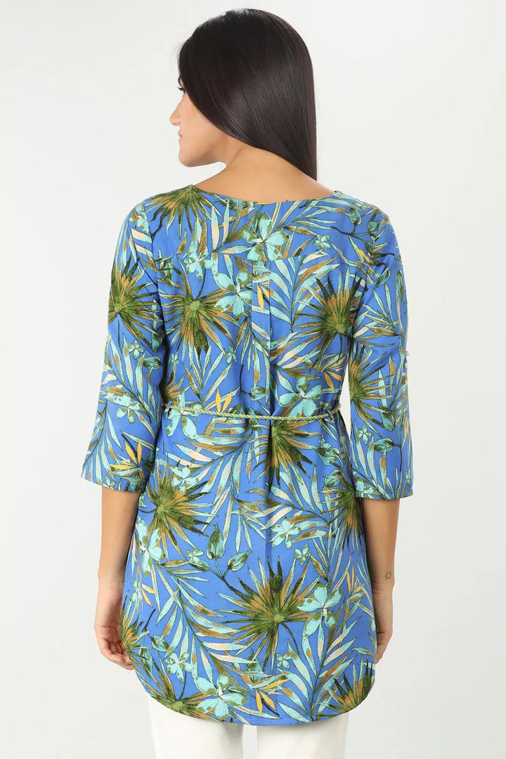 Blue Botanical Print Top