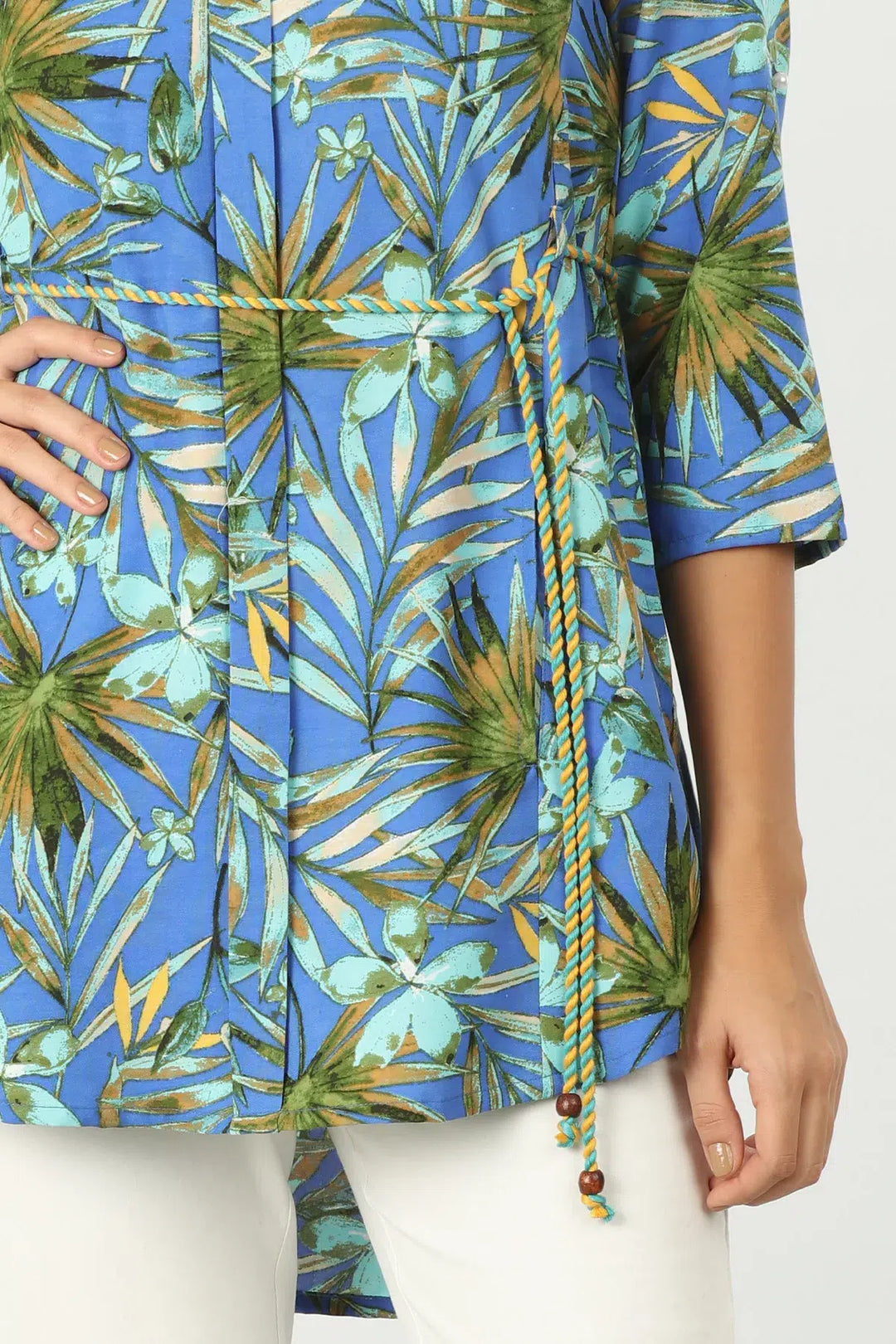Blue Botanical Print Top