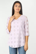 Self Design v neck top (Purple)