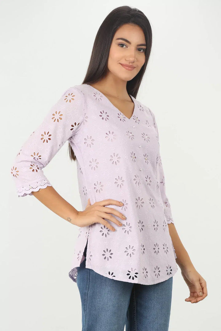 Self Design v neck top (Purple)