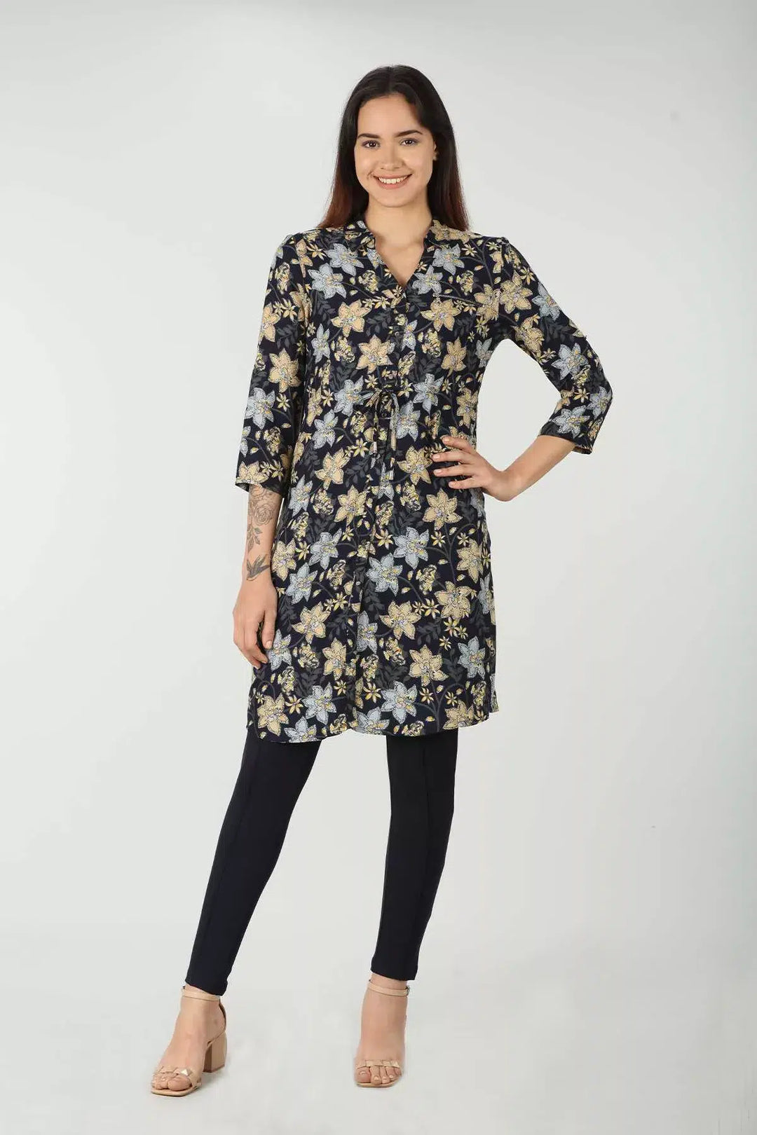 Printed Blue Long Shirt