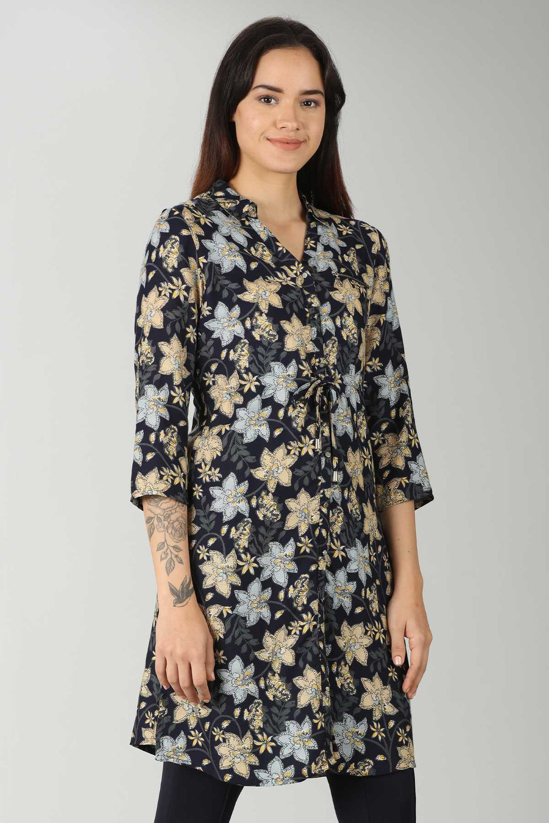 Printed Blue Long Shirt