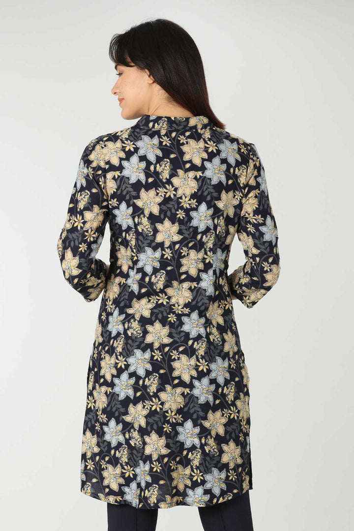 Printed Blue Long Shirt