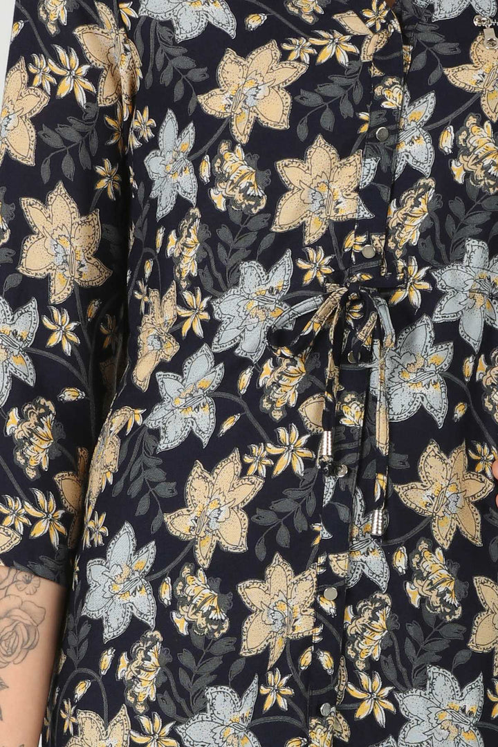 Printed Blue Long Shirt