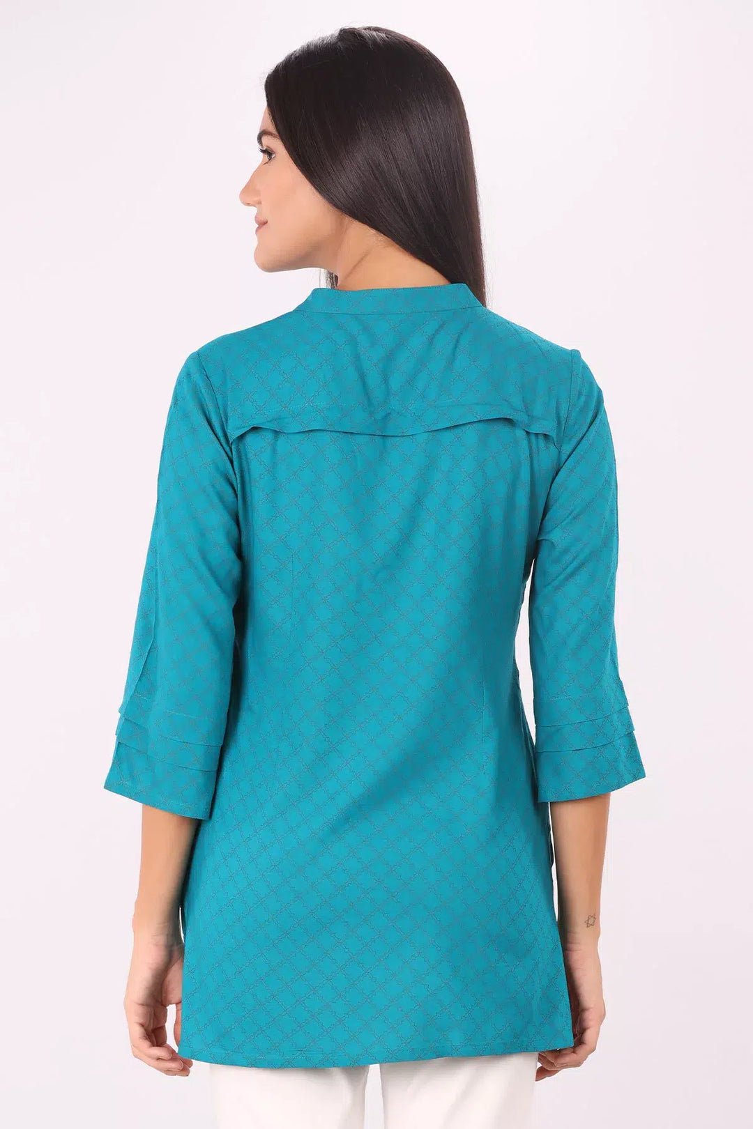 Teal Blue foil print Top