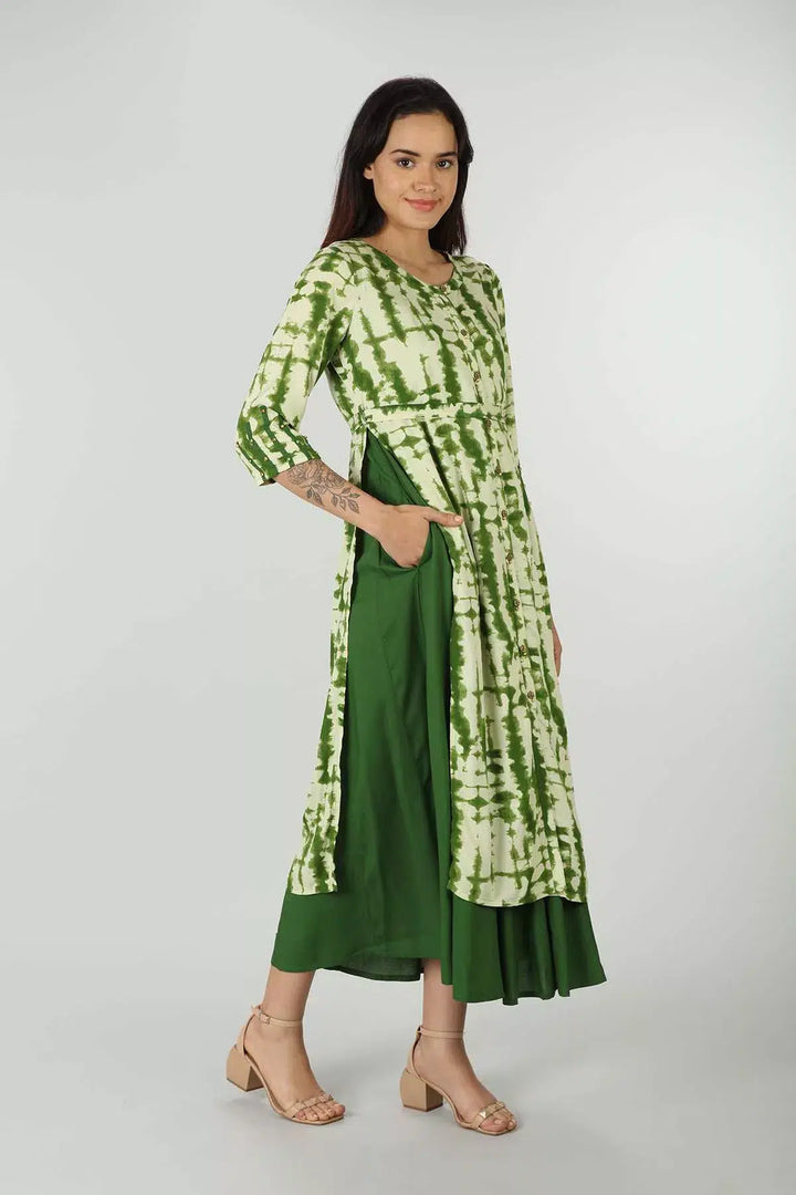 Green Tie &amp; Dye Maxi Dress