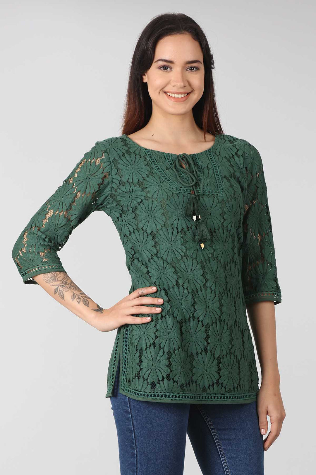 Green Lace Top