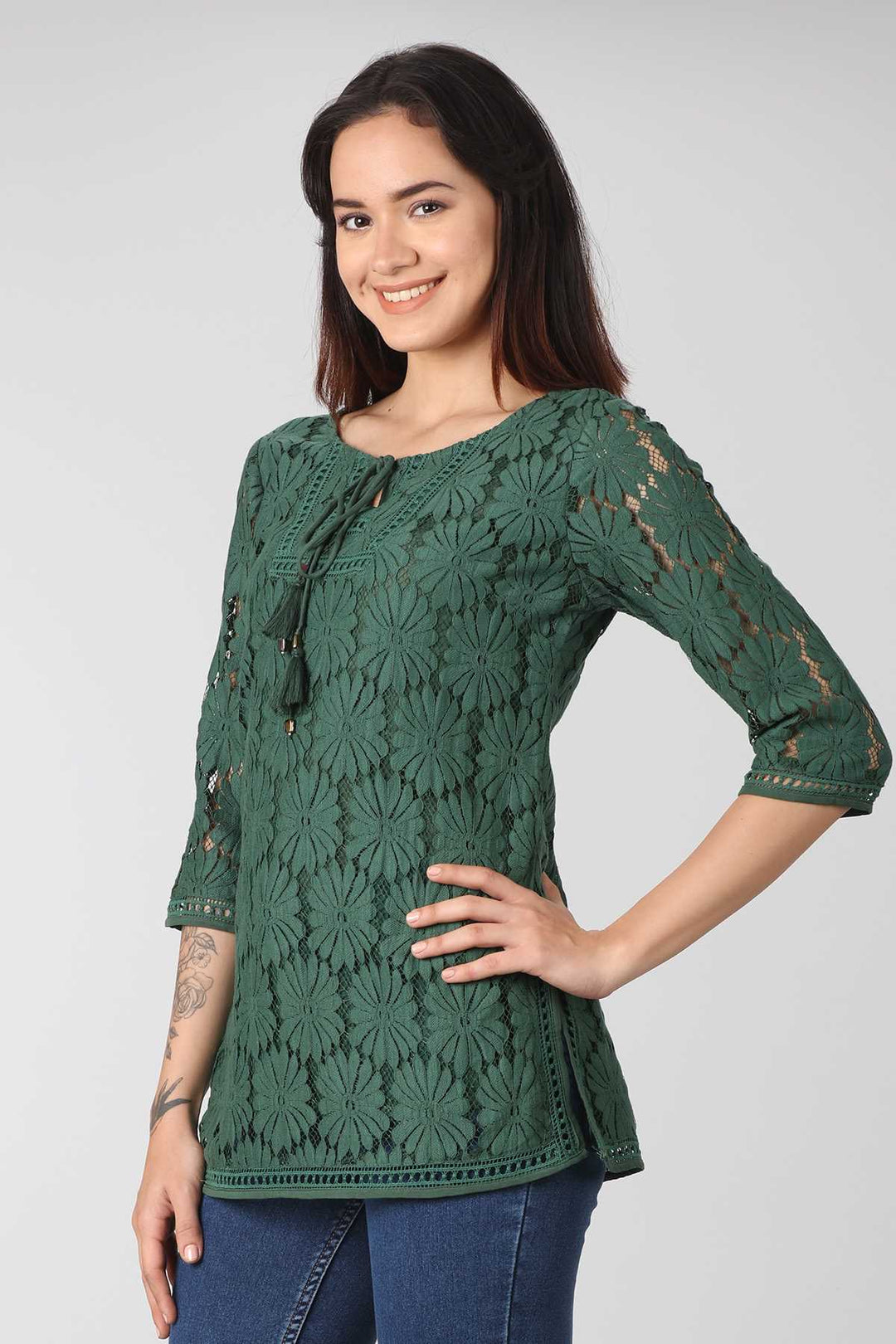 Green Lace Top