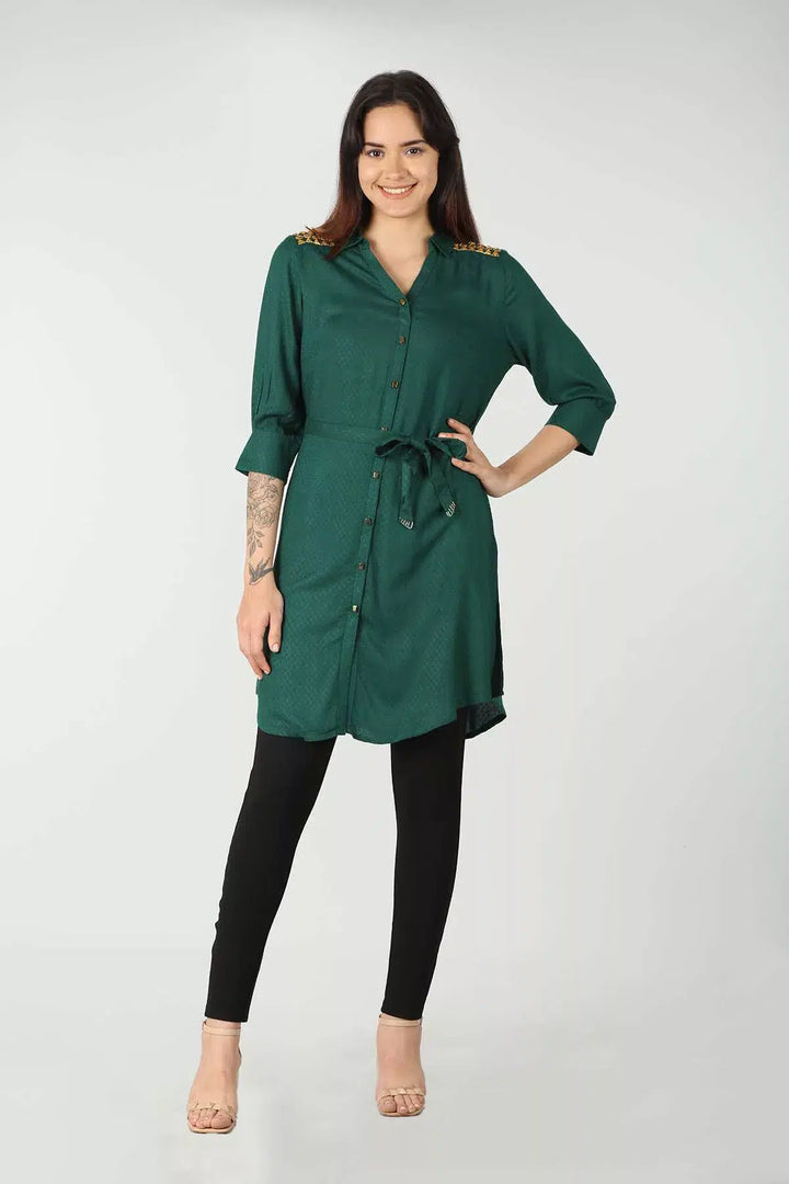 Rayon Green Handcrafted Shirt