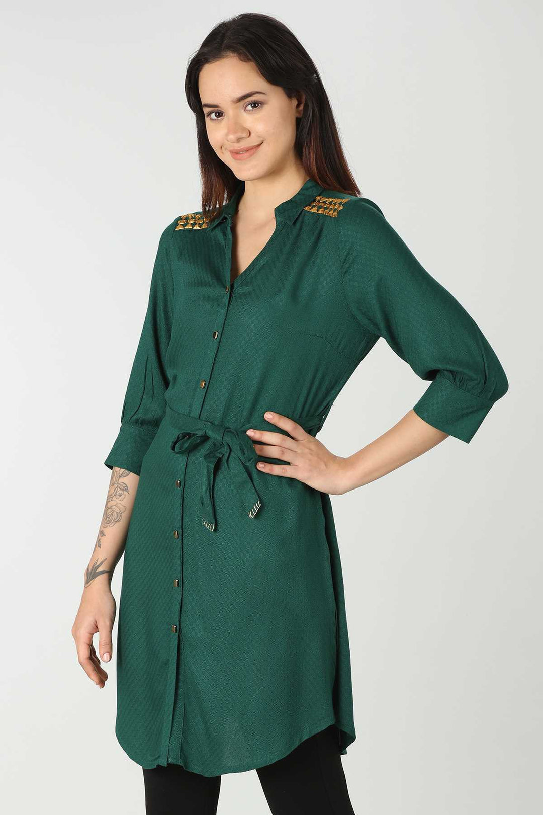 Rayon Green Handcrafted Shirt