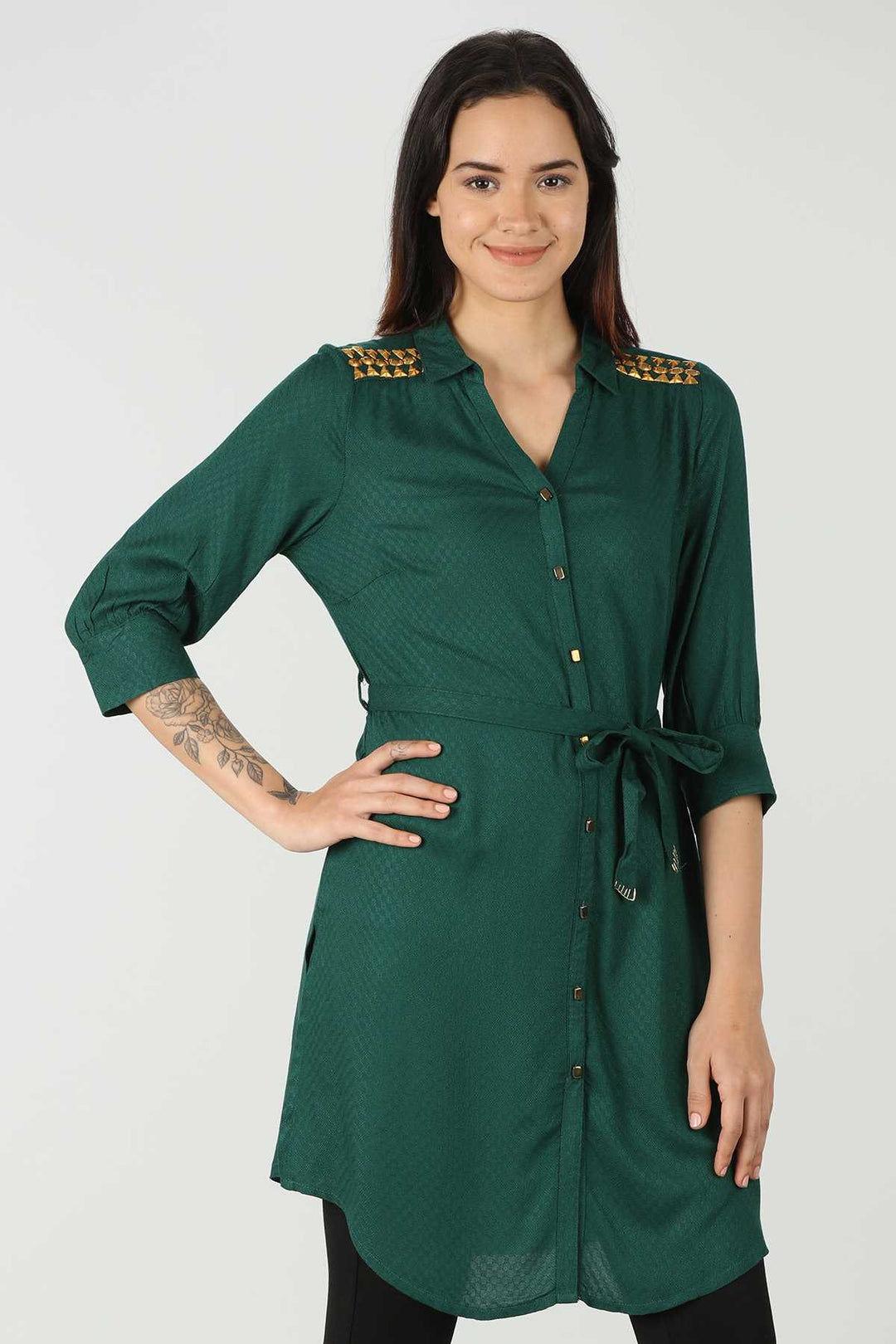 Rayon Green Handcrafted Shirt