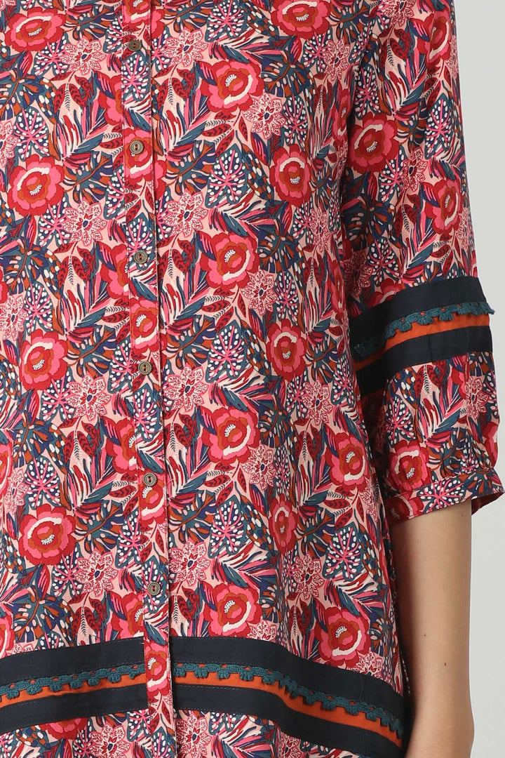Red Printed Rayon Top