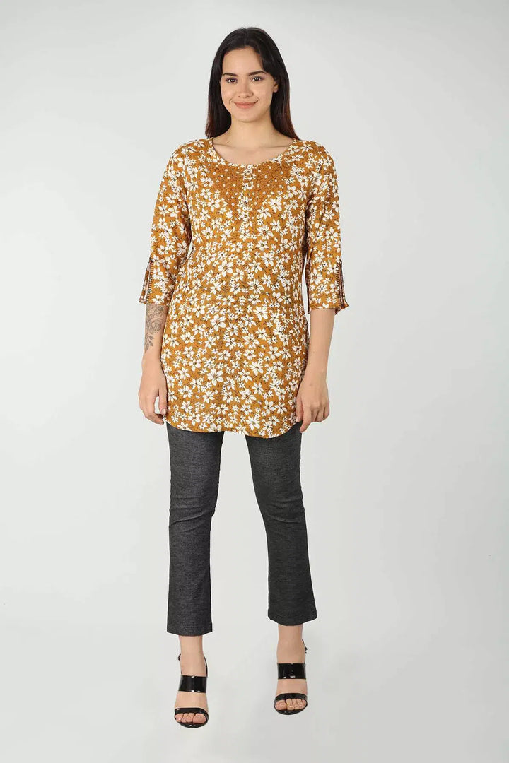 Mustard Rayon Handcrafted Top