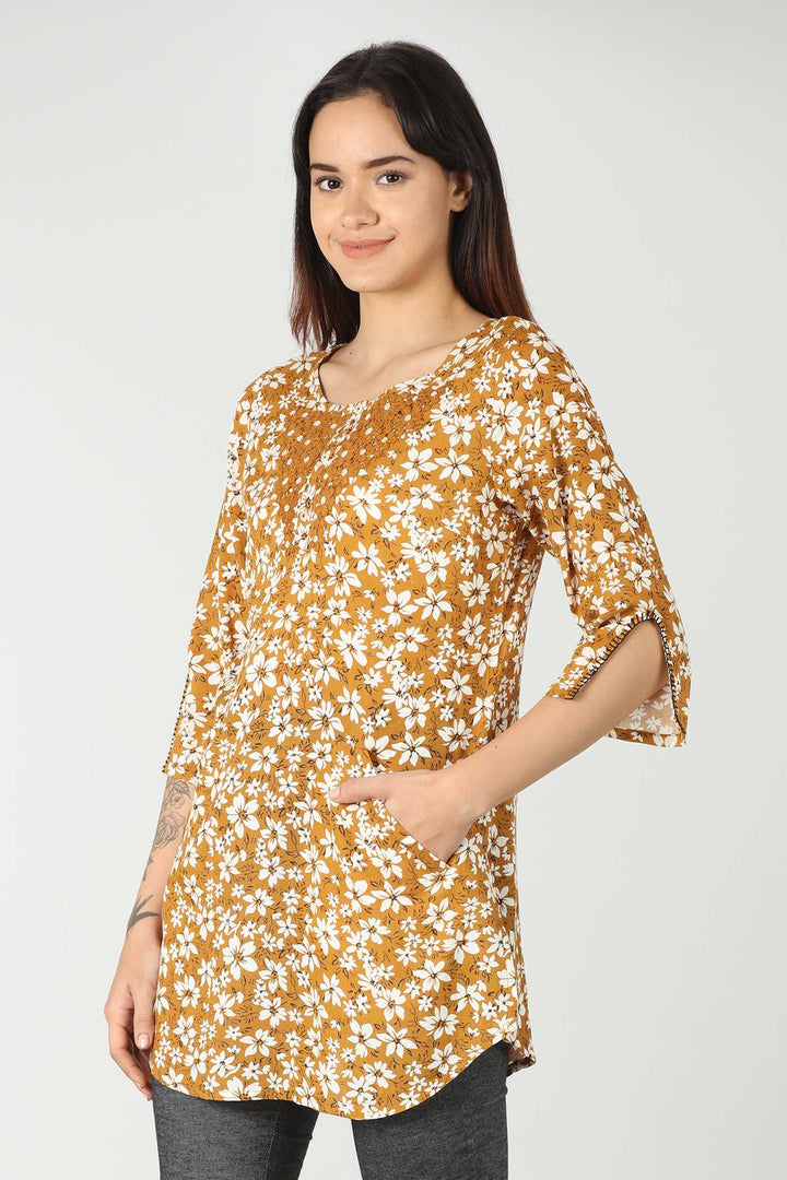 Mustard Rayon Handcrafted Top