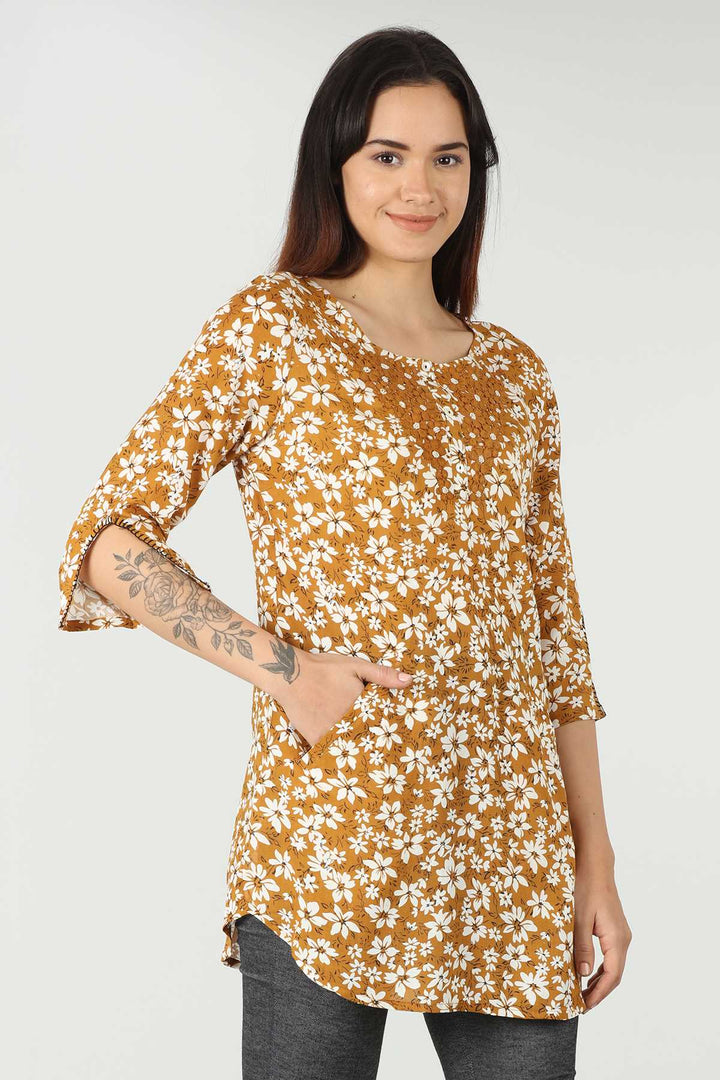 Mustard Rayon Handcrafted Top