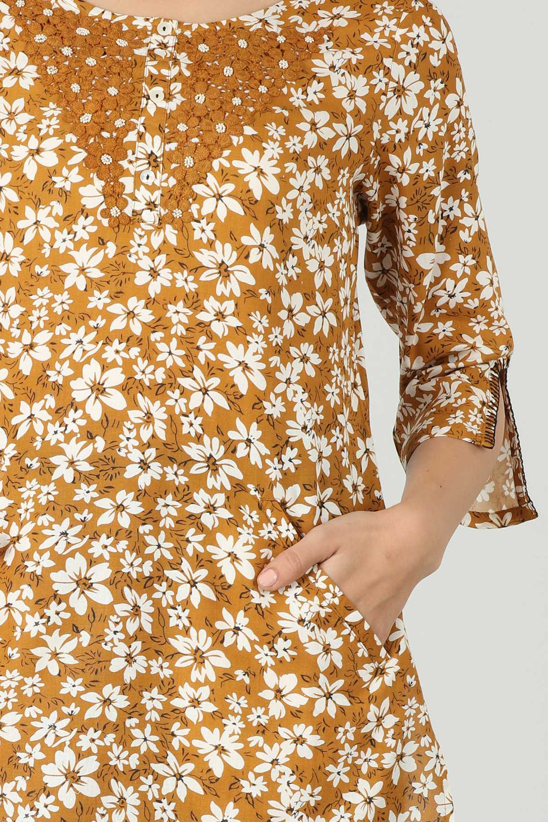 Mustard Rayon Handcrafted Top