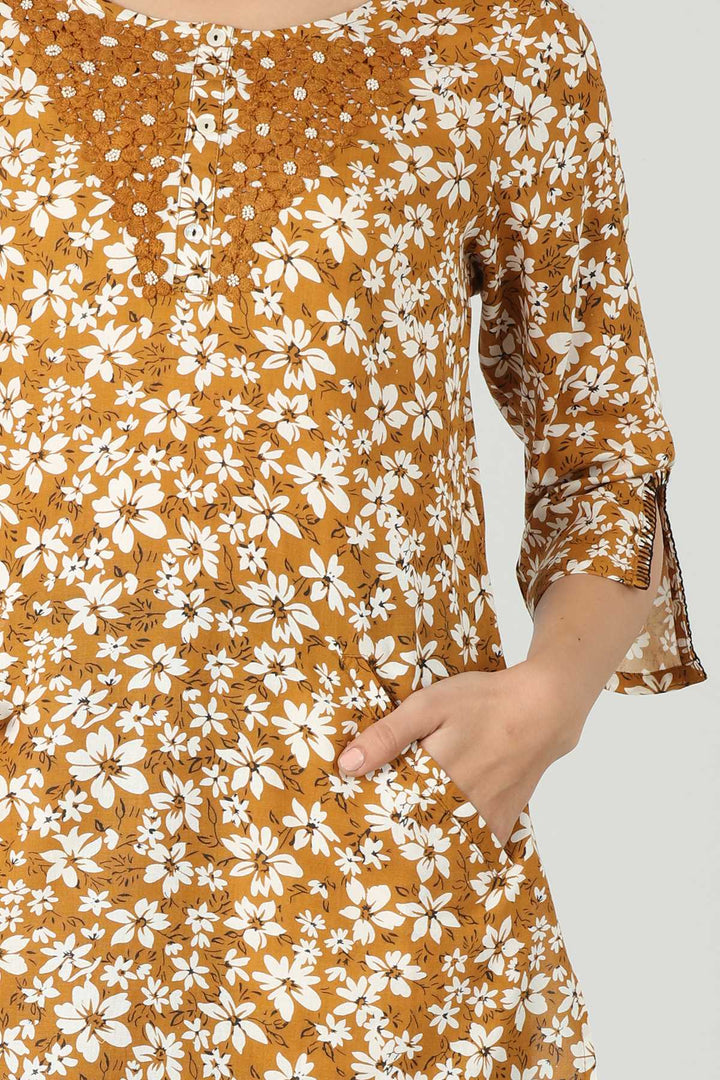 Mustard Rayon Handcrafted Top