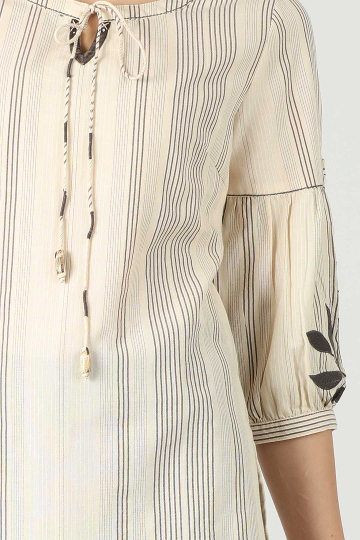 Cream Cotton Striped Top