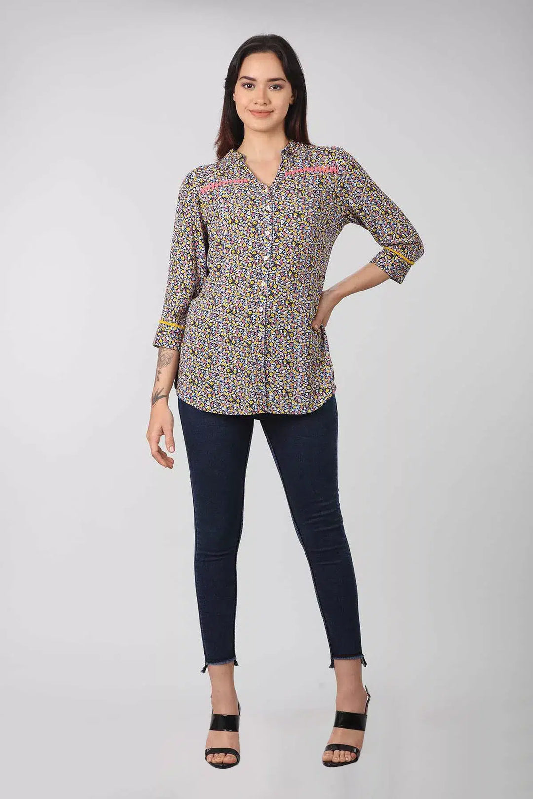 Multicolour Calci Crepe Printed Top