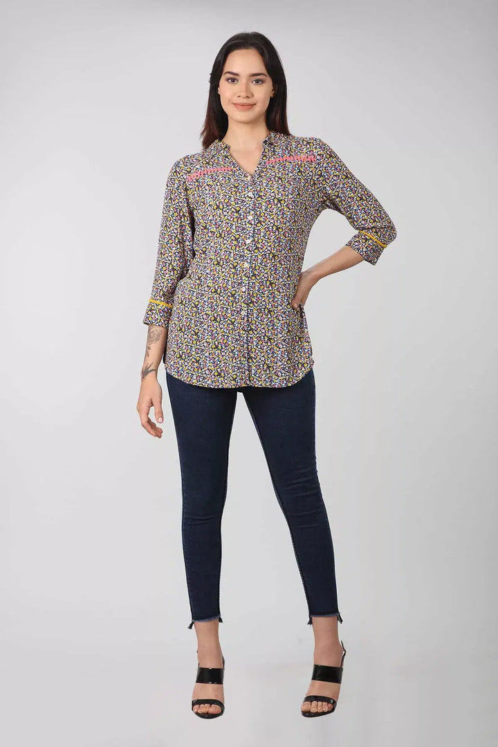 Multicolour Calci Crepe Printed Top