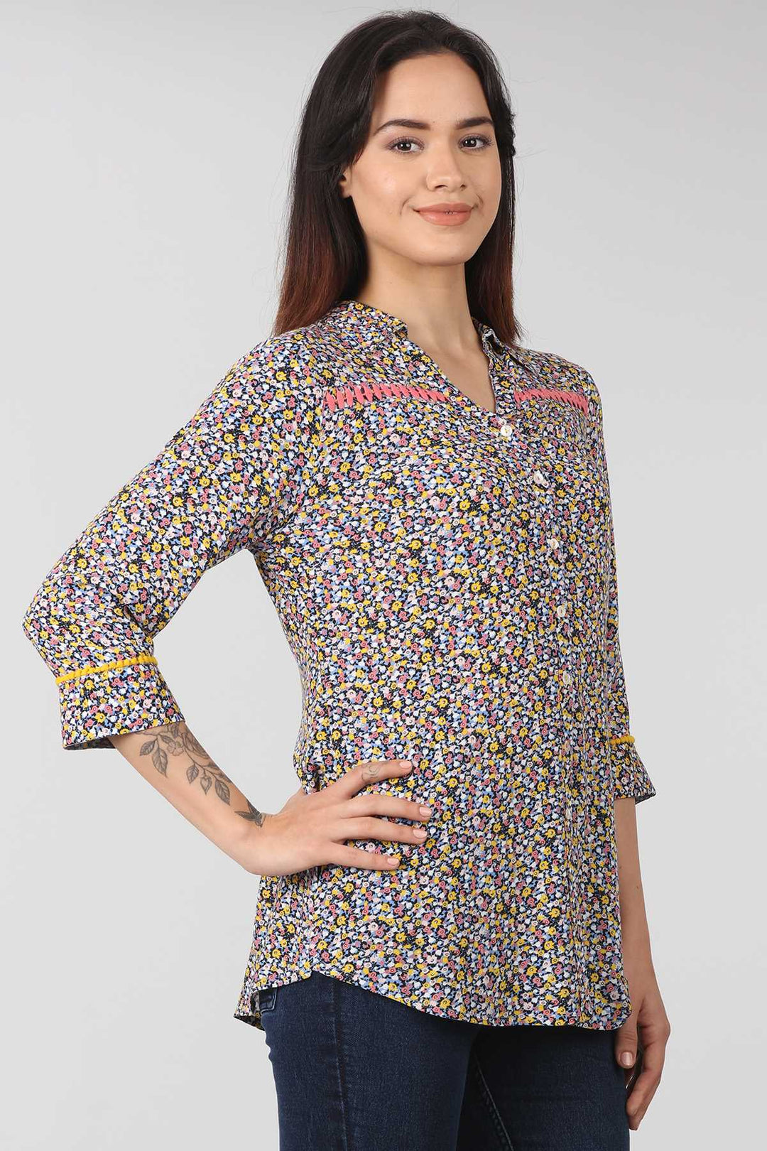 Multicolour Calci Crepe Printed Top