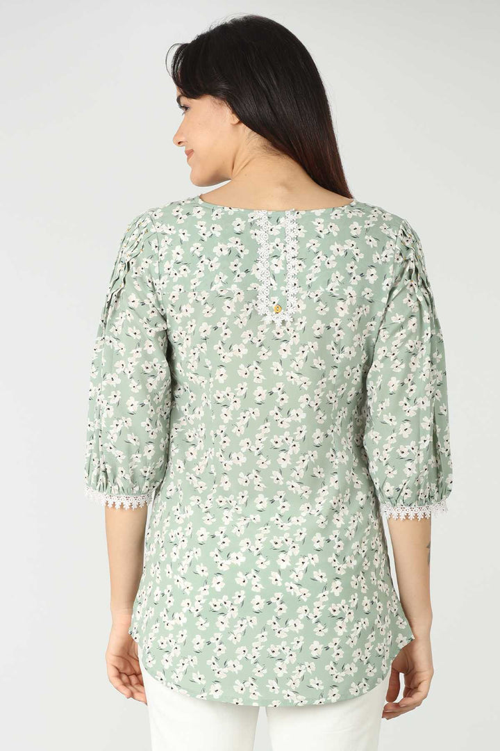 Light Green Printed Summer Top