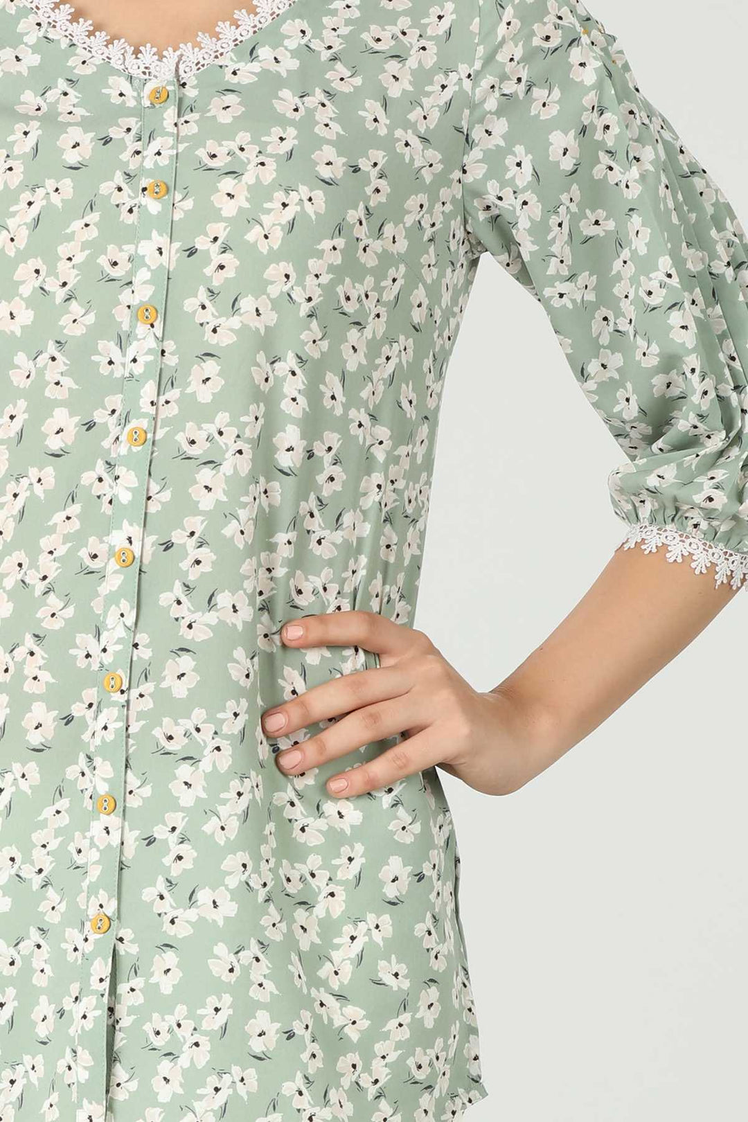 Light Green Printed Summer Top