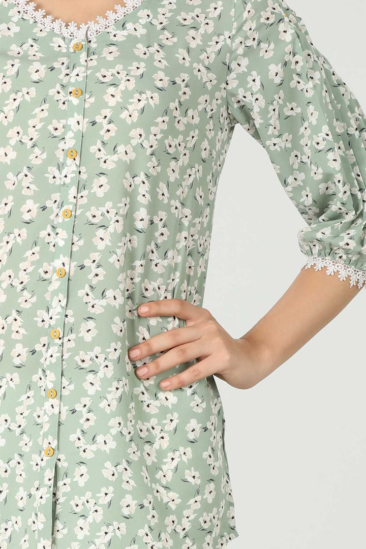 Light Green Printed Summer Top