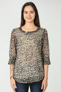 Animal Print Black And Beige Top