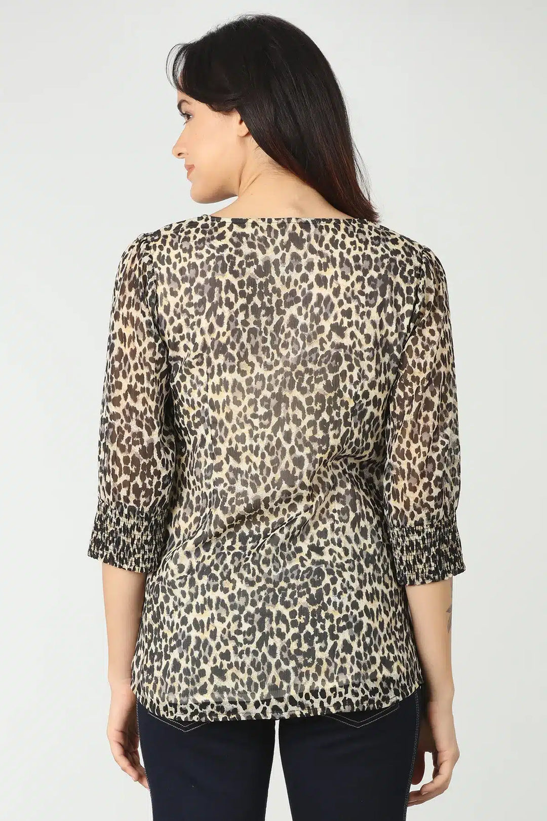 Animal Print Black And Beige Top
