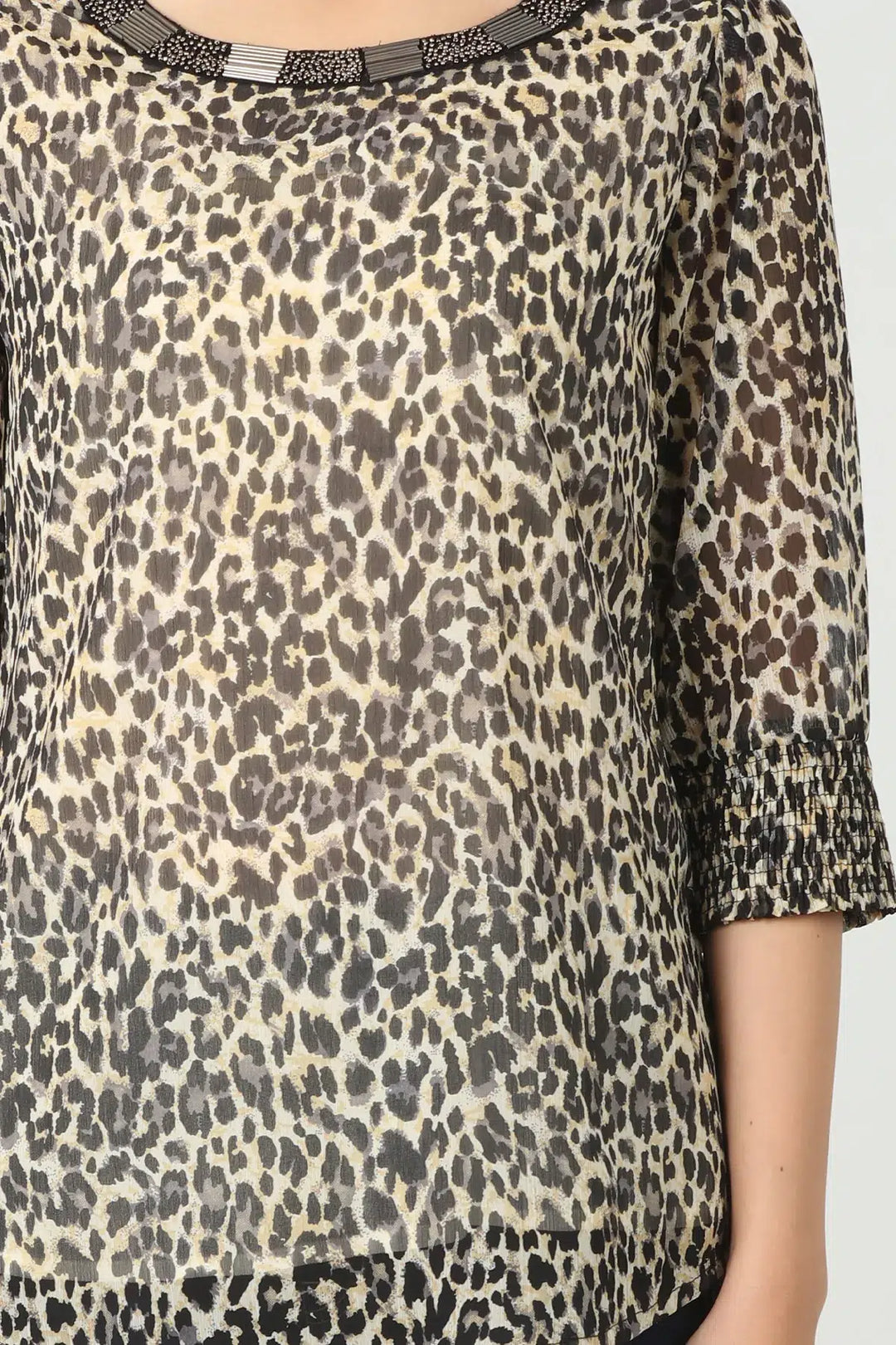 Animal Print Black And Beige Top