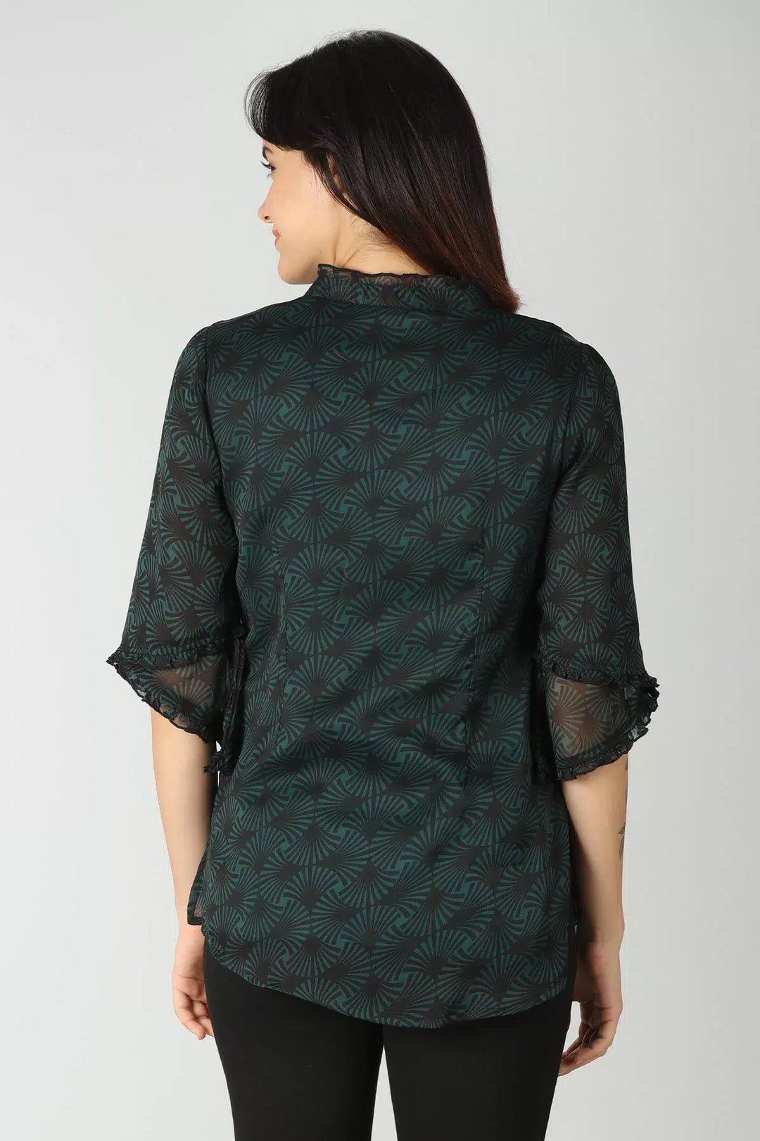Chiffon Green Printed Top