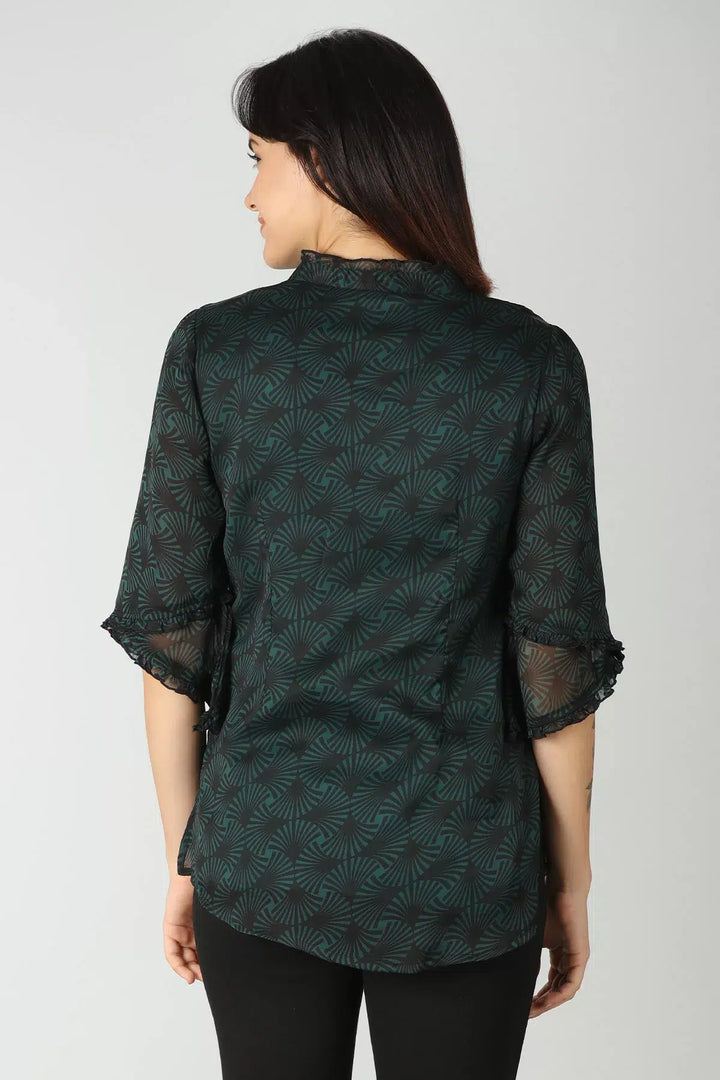 Chiffon Green Printed Top