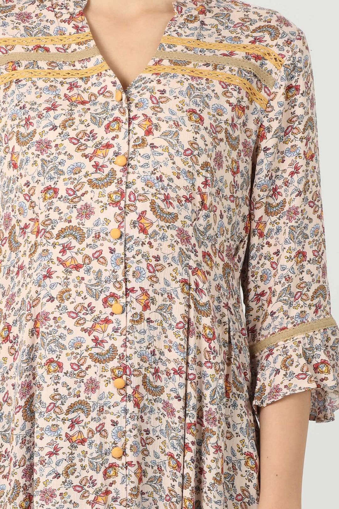 Beige Printed Maxi Dress