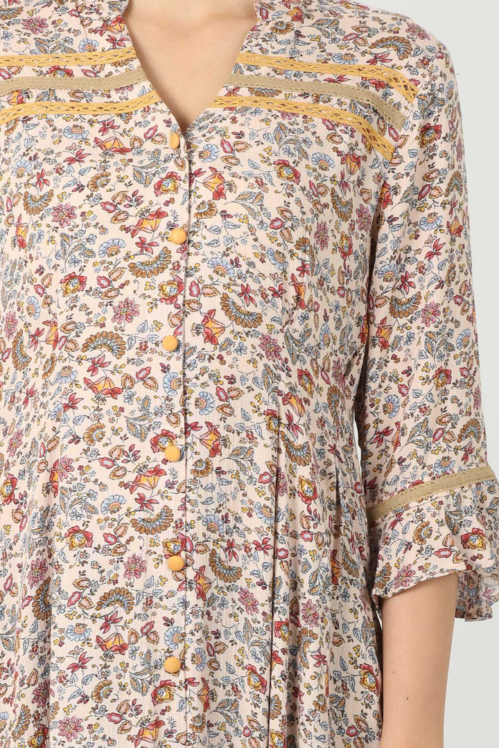 Beige Printed Maxi Dress