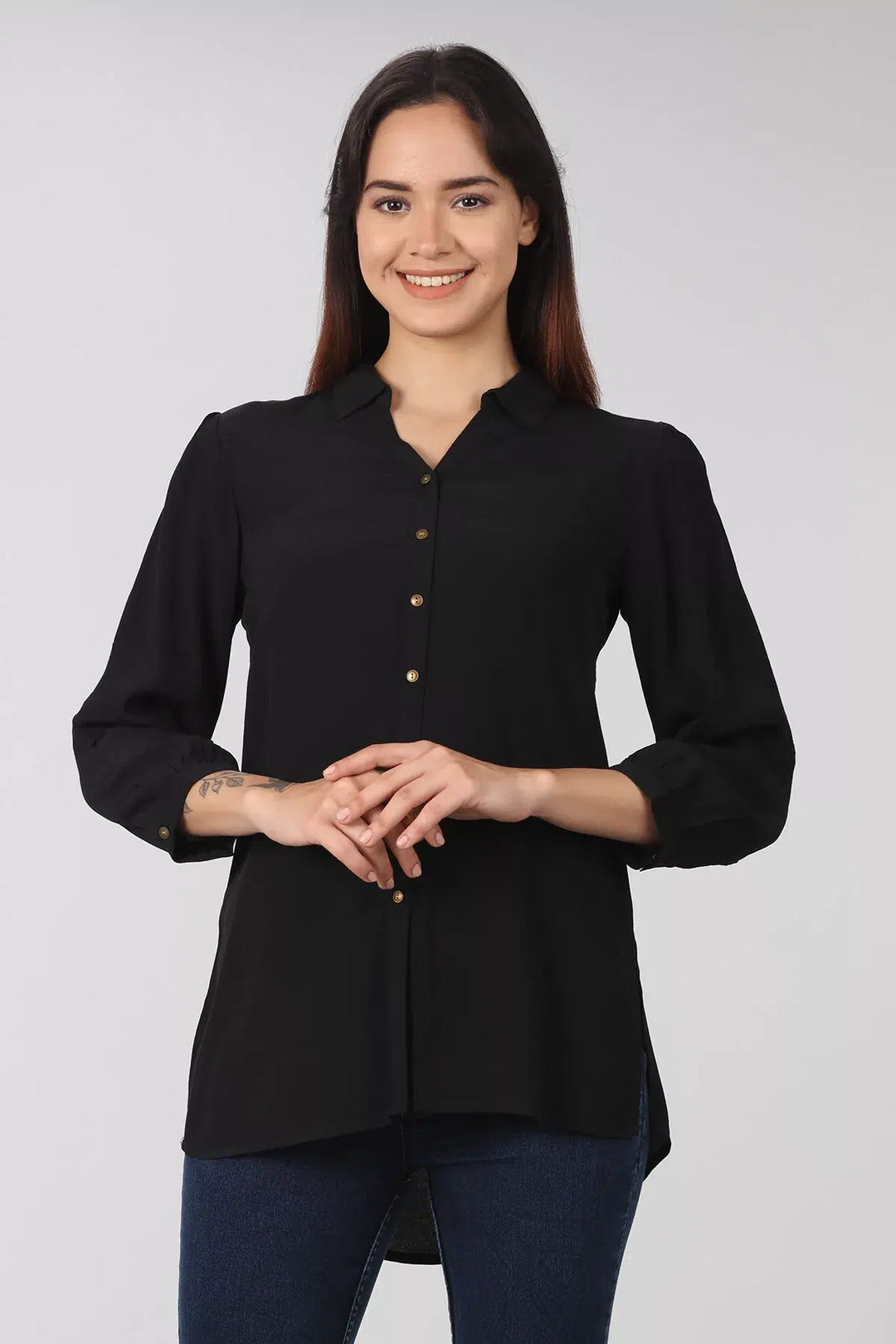 Solid Black High - Low Shirt