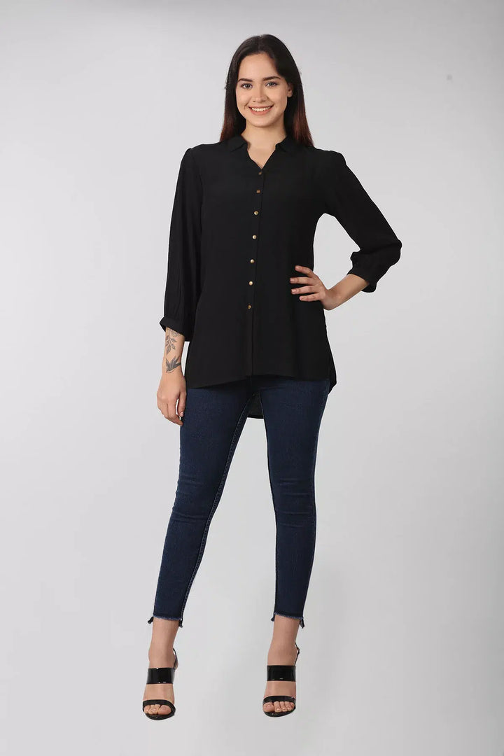 Solid Black High - Low Shirt