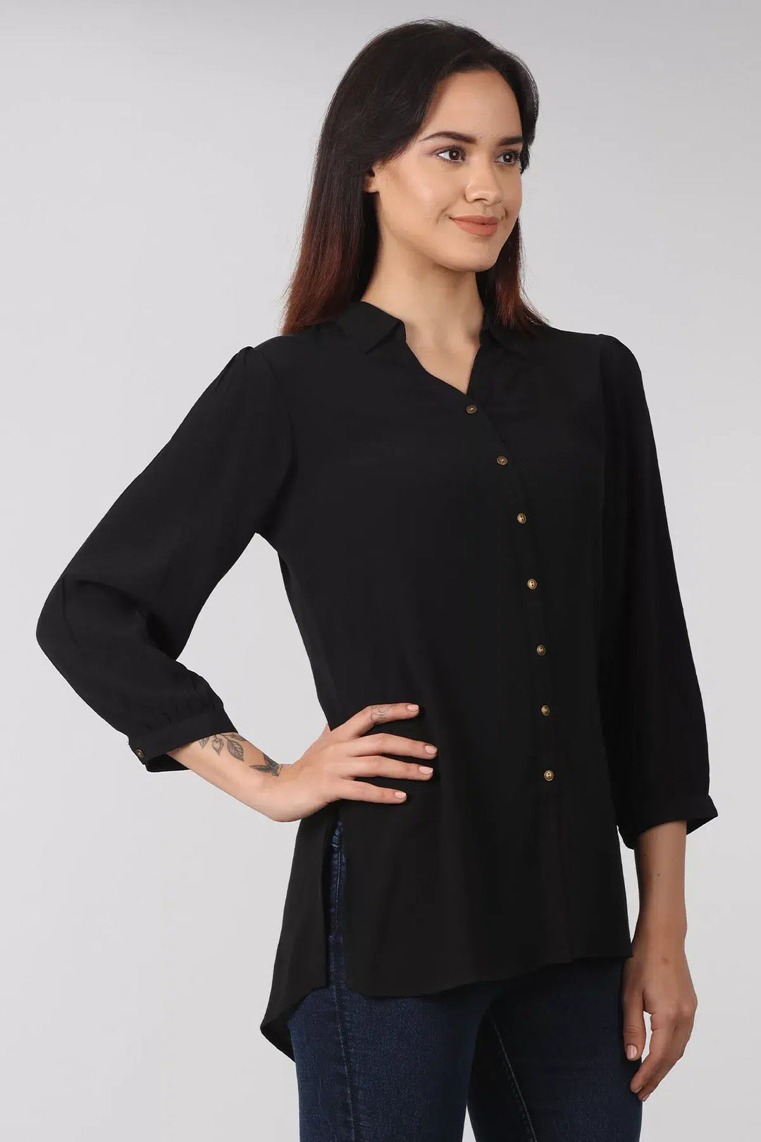 Solid Black High - Low Shirt
