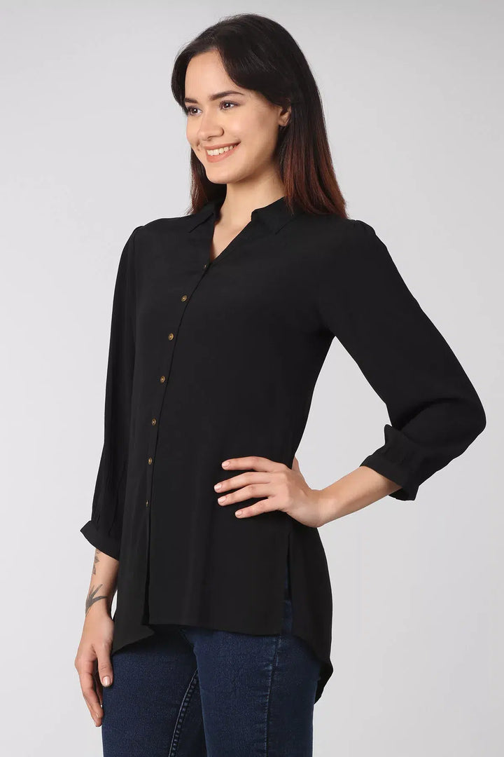 Solid Black High - Low Shirt