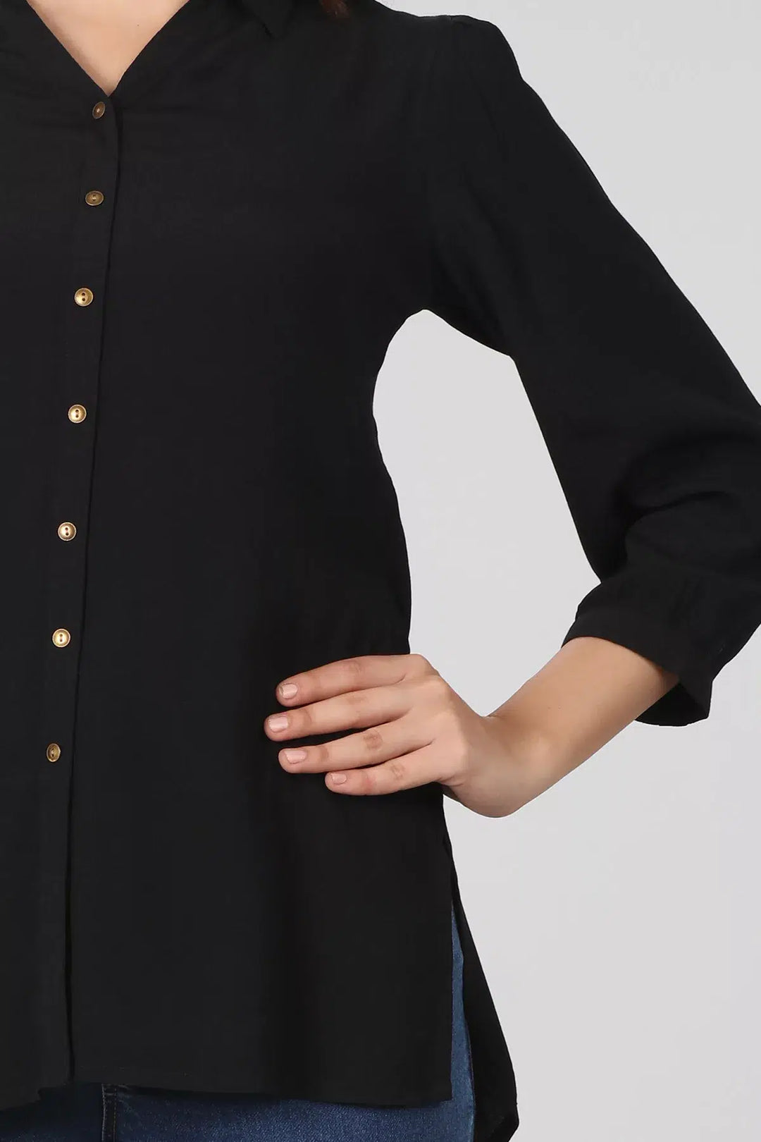 Solid Black High - Low Shirt