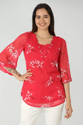 Pink chiffon boat Neck top